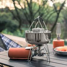 Compacte RVS Camping Waterkoker 1.5L - Snel Opwarmen en Lichtgewicht